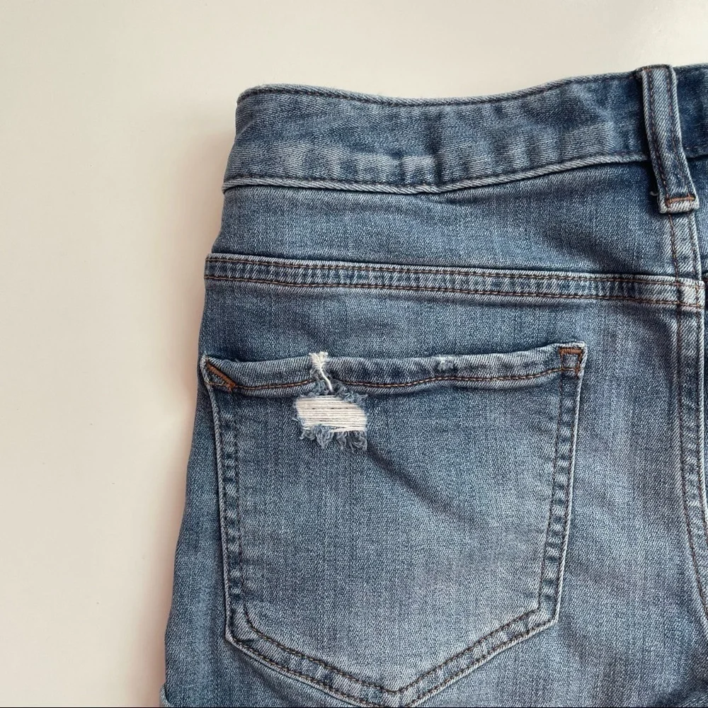 Express Women's Distressed Denim Jean Shorts - Blue - Picture 5 of 8